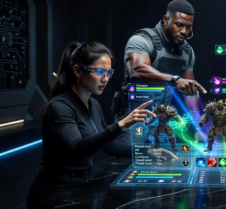 Zespół graczy w intensywnej multiplayerowej bitwie